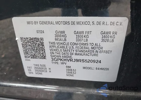 2024 Honda Prologue Ex z USA, uszkodzony, nr VIN 3GPKHVRJ9RS520924